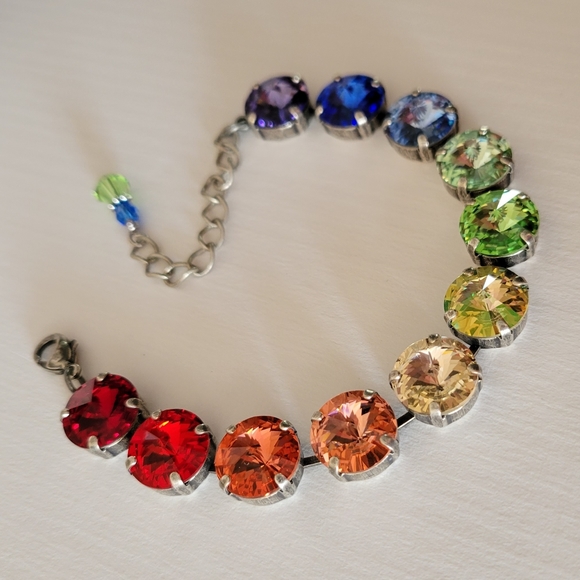 Austrian Crystal Tennis Bracelet in Antique Silver - Picture 8 of 8